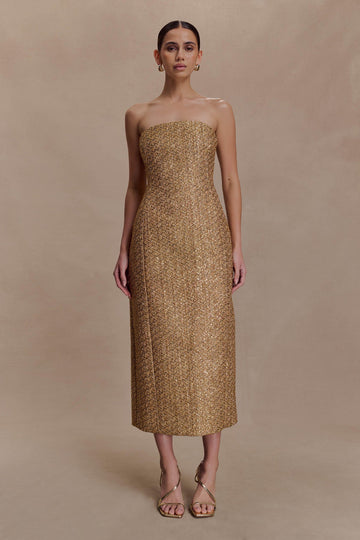 Opulent Glamour Glod Midi Dress