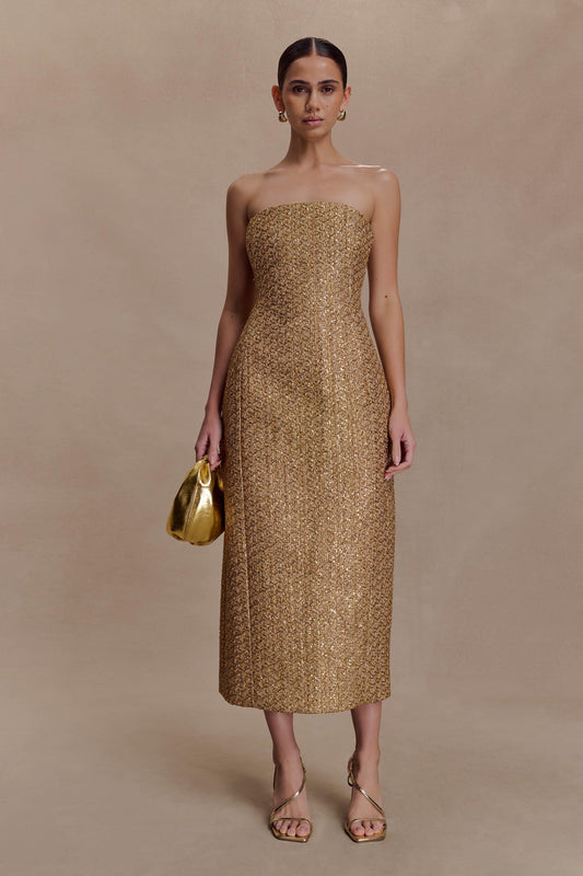 Opulent Glamour Glod Midi Dress