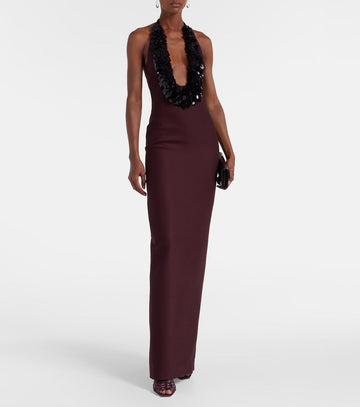 Burgundy backless dress