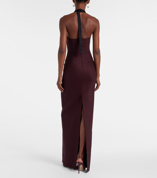 Burgundy backless dress