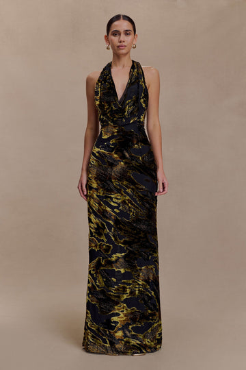 Modern Artistic Velvet Burnout Gown