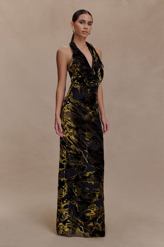Modern Artistic Velvet Burnout Gown