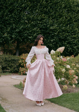 Pink floral Renaissance style dress