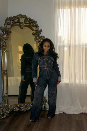 Sequined denim suit