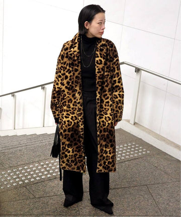 Oversized Leopard-Print Faux Fur Coat