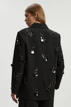 Black sequined slim-fit suit