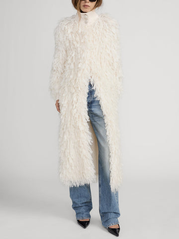 Off-white long wool coat