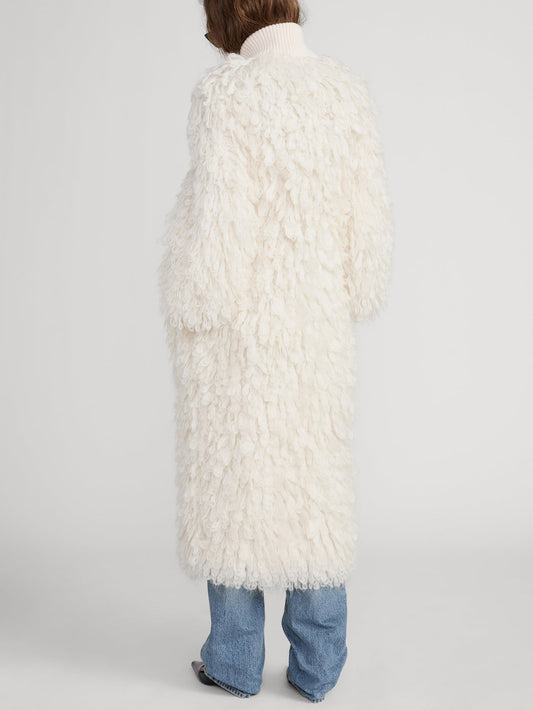 Off-white long wool coat