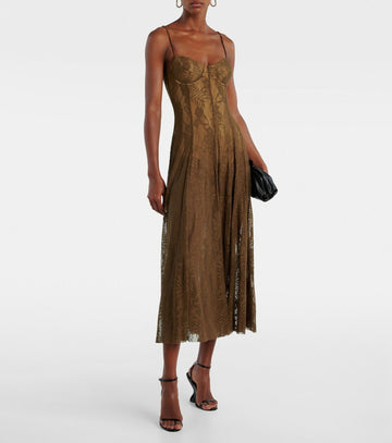Retro lace strapless midi dress