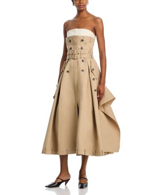Beige trench coat style long dress