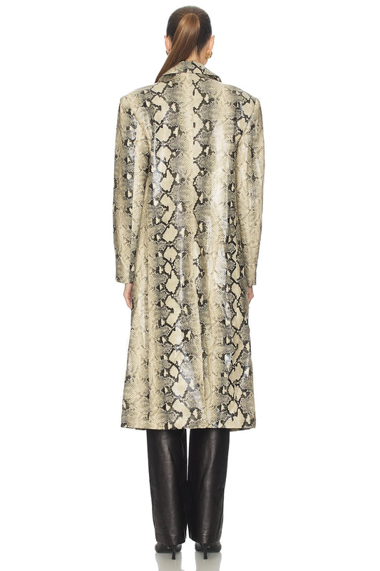 Snake-Print Oversized Trench Coat