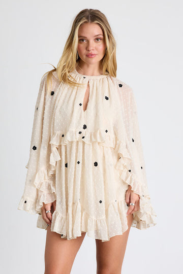Off-white polka dot tulle mini dress