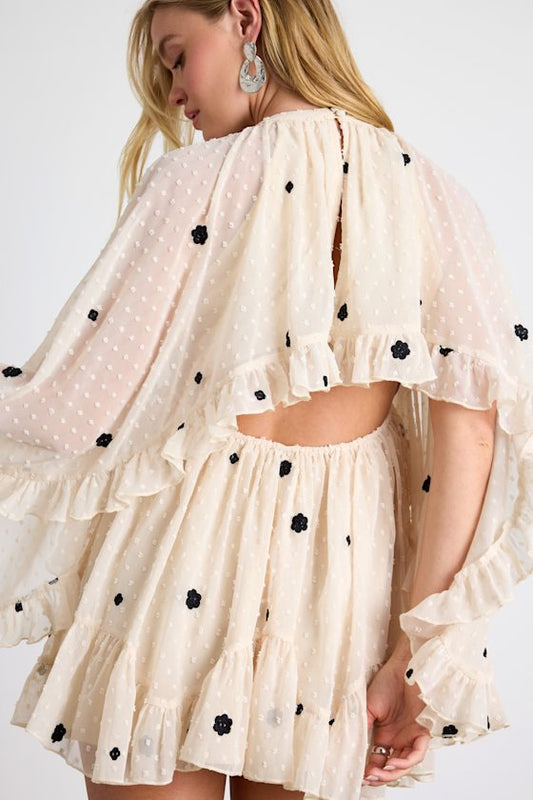 Off-white polka dot tulle mini dress