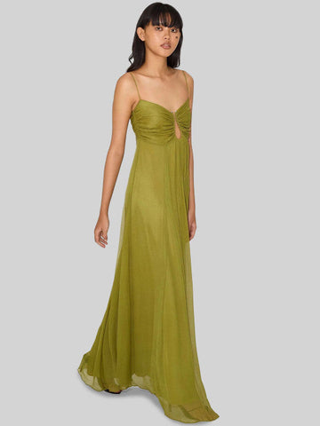 Olive green backless dress