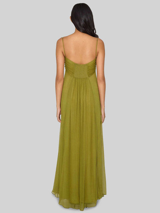 Olive green backless dress