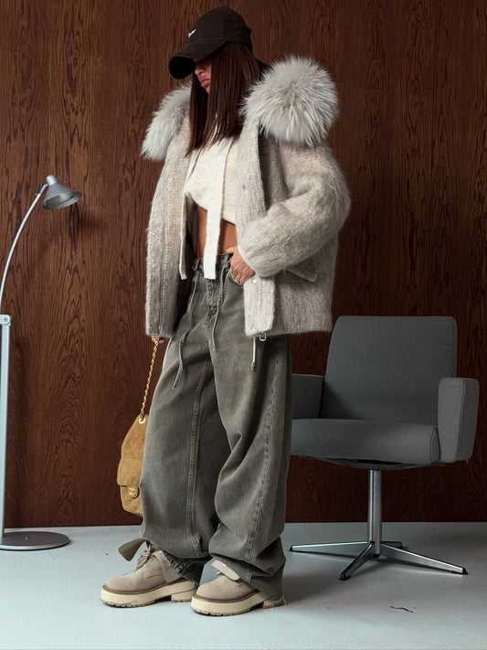 Light beige suede coat