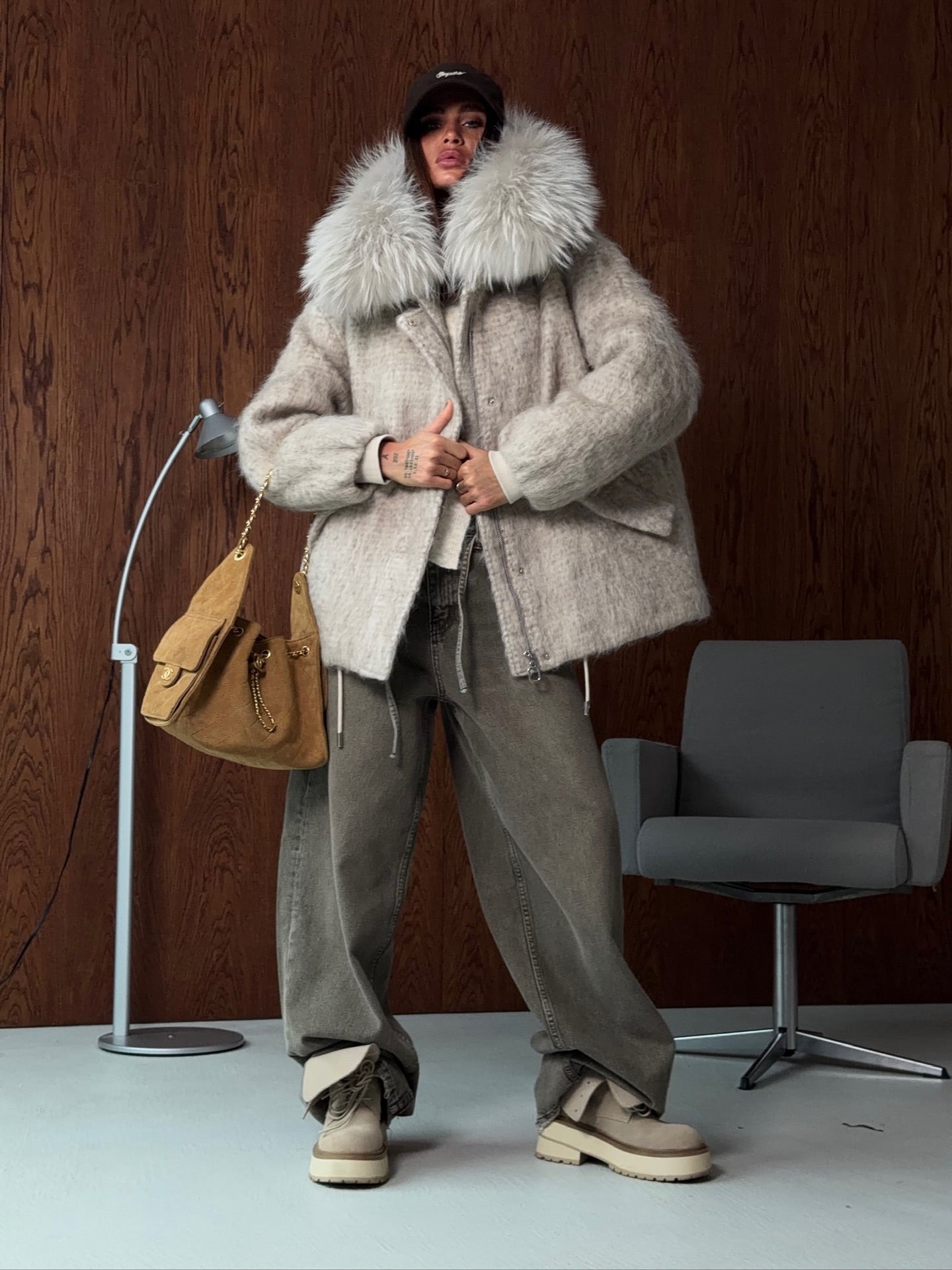 Light beige suede coat