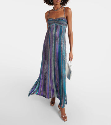 Striped sequined maxi dress