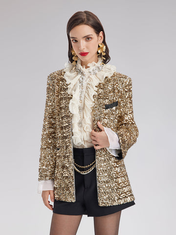 Luxurious sequined heavyweight suit jacket