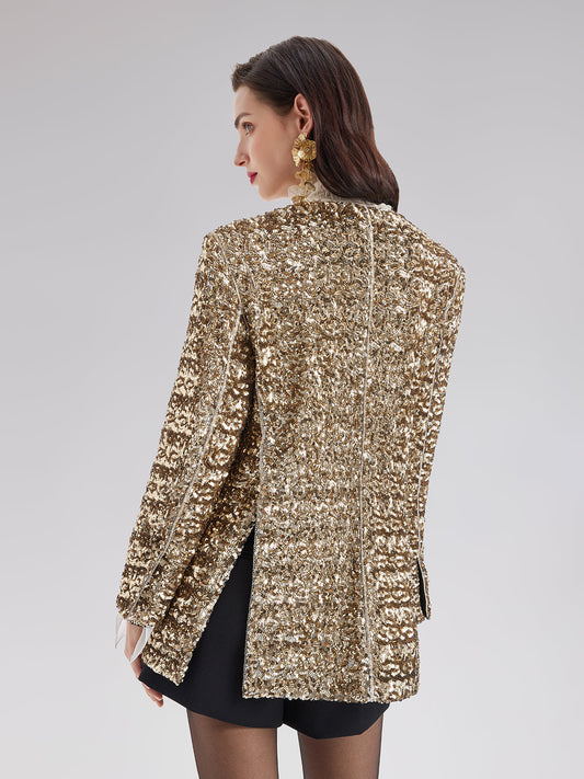 Luxurious sequined heavyweight suit jacket