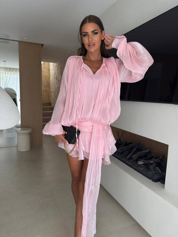 Fashionable tulle pleated dress