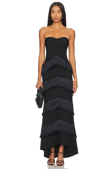 Tiered Ruffle Strapless Gown