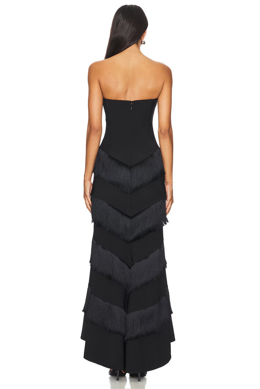 Tiered Ruffle Strapless Gown