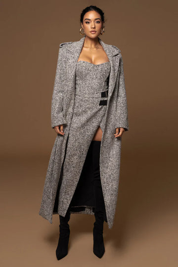 Gray Tweed Three-Piece Set
