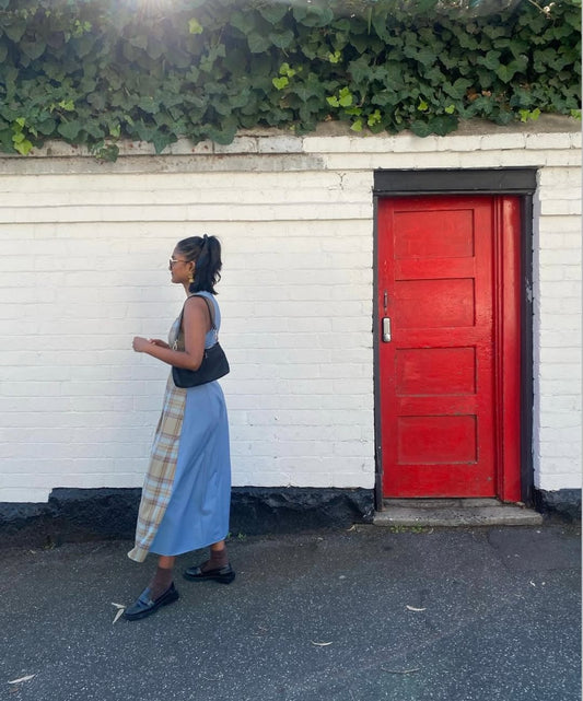 Plaid Sleeveless Maxi Work Dress