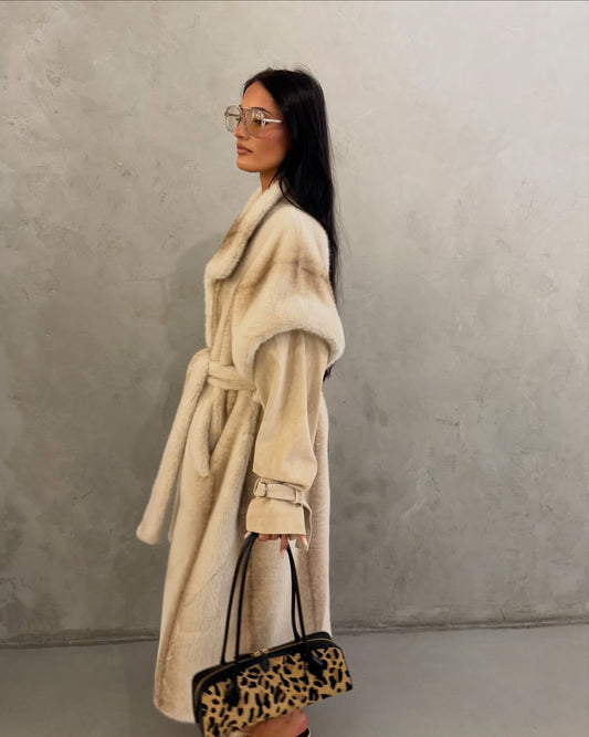 Faux Fur Suede Hybrid Maxi Coat