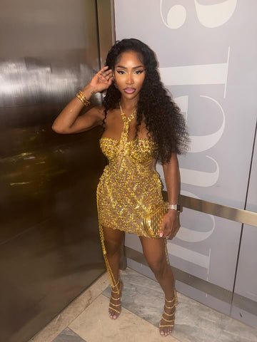 Sequin Sheer Halter Mini Dress