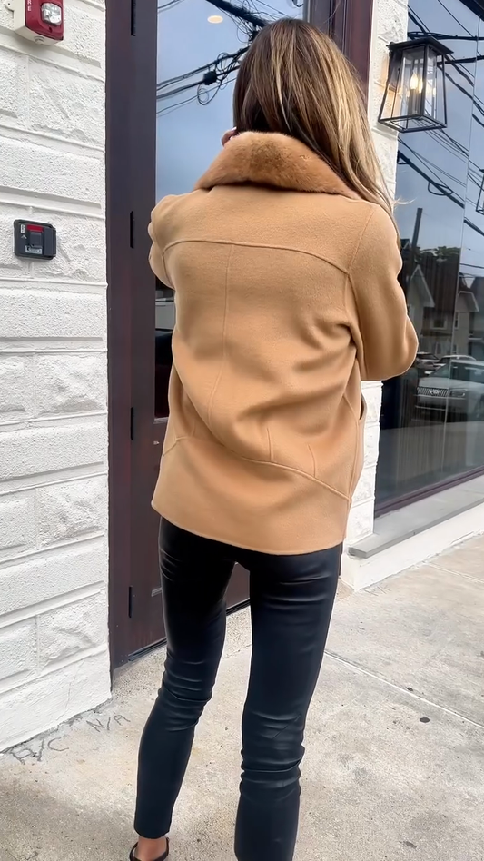 Camel Faux Fur Collar Coat
