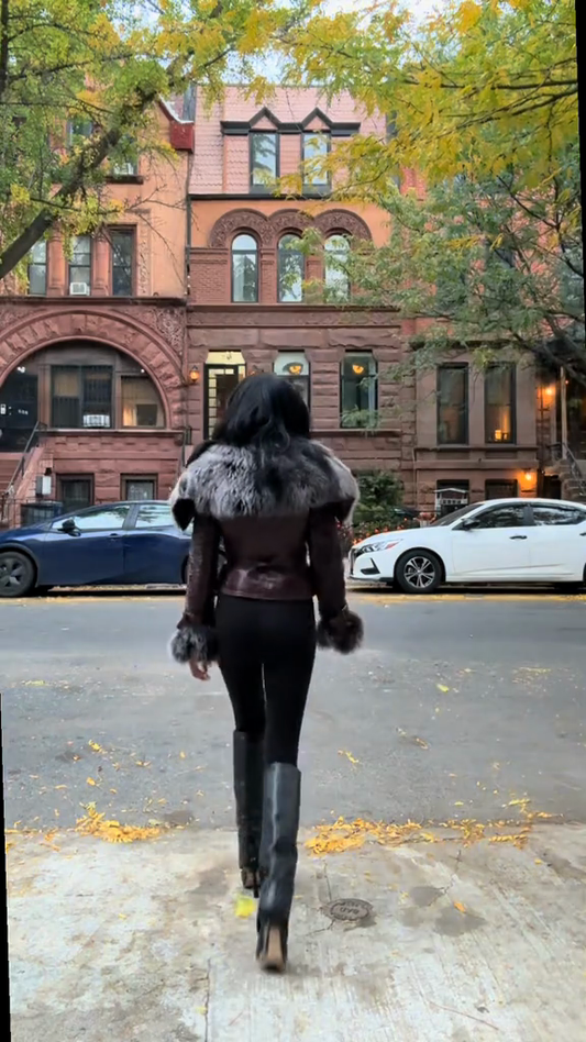 Faux fur trim quilted coat