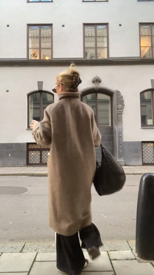 Brown faux fur long coat
