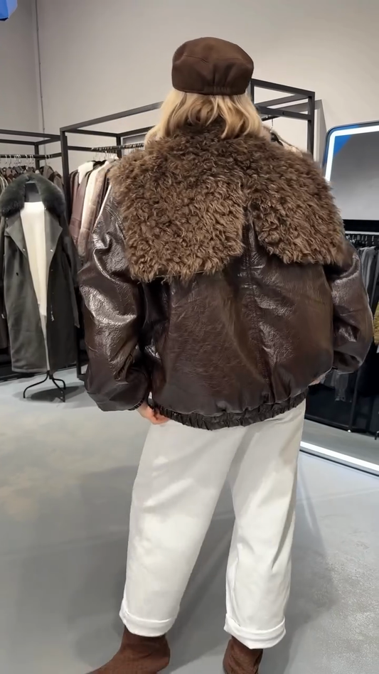 Dark brown faux leather jacket