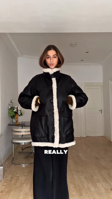 Shearling Trimmed Toggle Coat