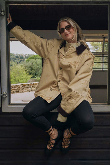 Horse-Print Corduroy-Trimmed Jacket