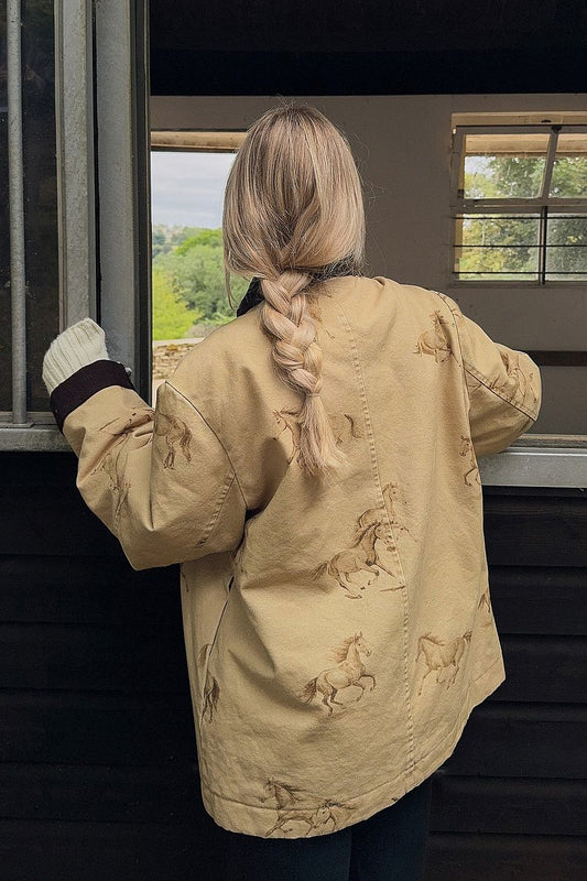 Horse-Print Corduroy-Trimmed Jacket