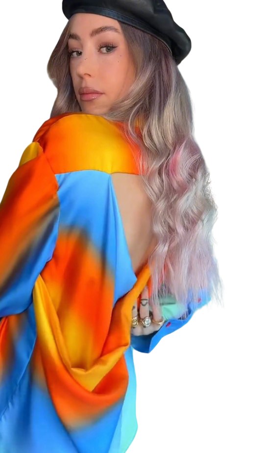 Rainbow Gradient Back-Cutout Oversized Shirt