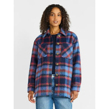 Blue and red plaid coat