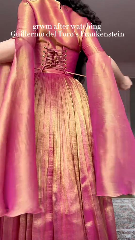 Pink gradient shawl dress