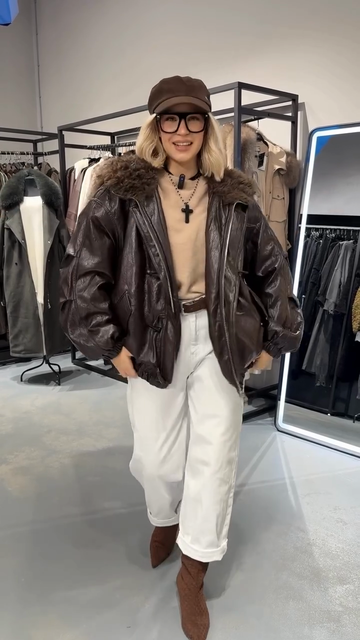 Dark brown faux leather jacket