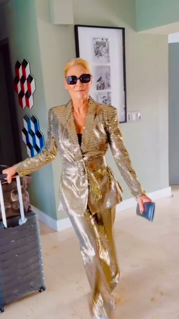 Metallic Gold Slim Fit Two-Piece Suit