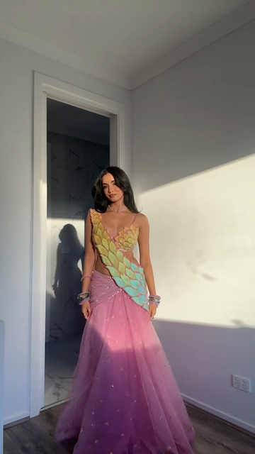 Pink tulle Lehenga suit
