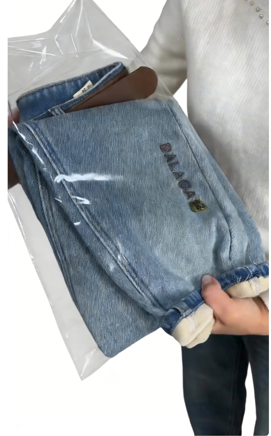 Light Wash Fleece Lined Embroidered Jeans