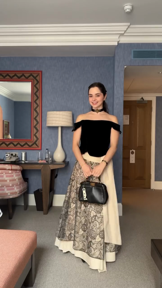 Velvet off-shoulder maxi dress set