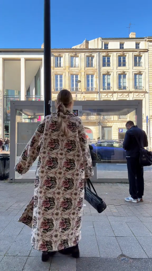Oversized printed long coat