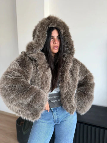 Faux Fur Hooded Coat