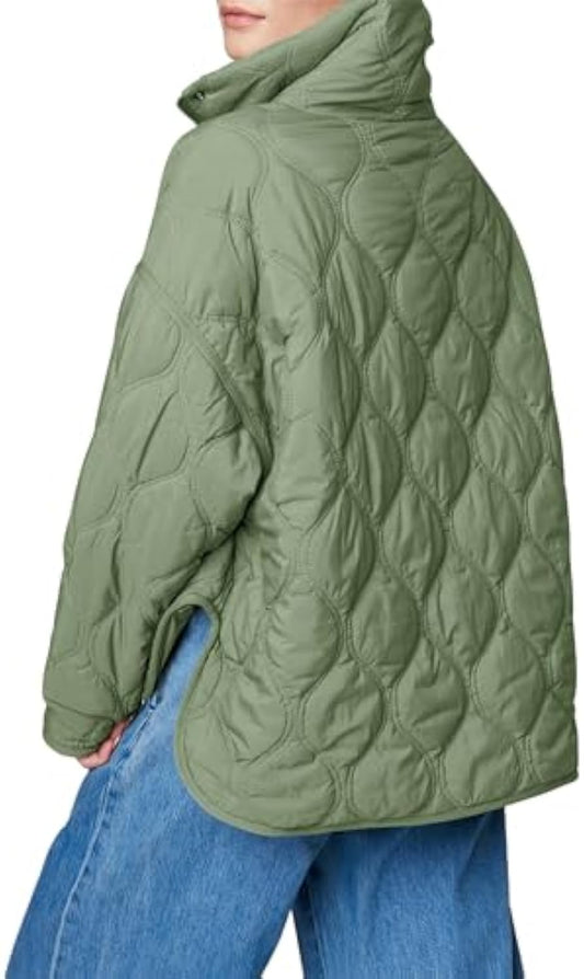 Stand-up collar quilted windproof jacket